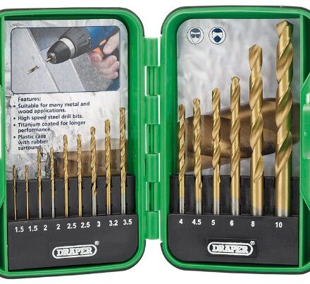 Draper 18549 Titanium Nitride Coated HSS Drill Bit Set (15 Pieces)