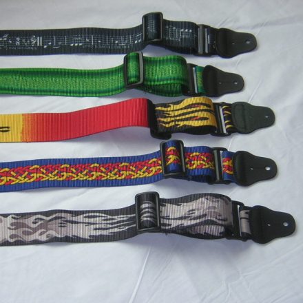 GUITAR STRAP SILVER FLAMES DESIGN