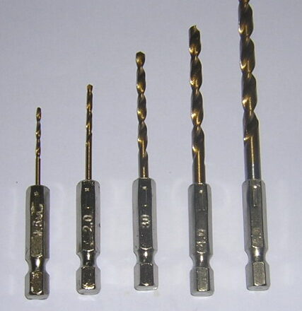 5PC TITANIUM HSS DRILL BITS 1/4" HEX
