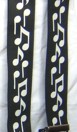 MENS BRACES MUSIC NOTES ON BLACK DESIGN