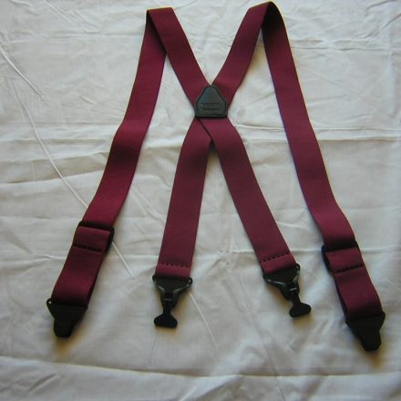 MENS PLAIN BURGUNDY PLASTIC CLIP BRACES NON METALLIC