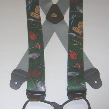 MENS BUTTON BRACES GARDEN TOOLS ON GREEN