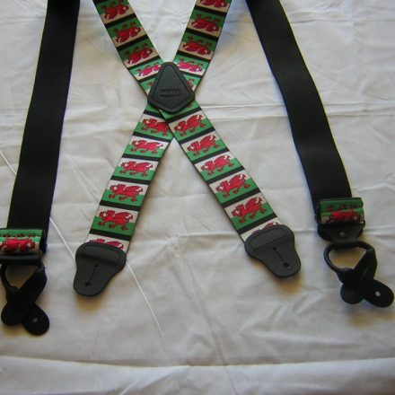 MENS BUTTON BRACES WELSH FLAG DRAGON DESIGN
