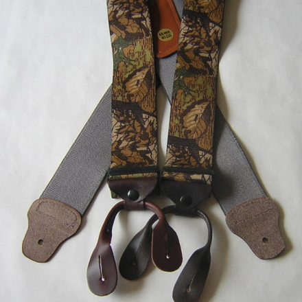 MENS BRACES CAMOUFLAGE CAMO IMAGE BUTTON ON