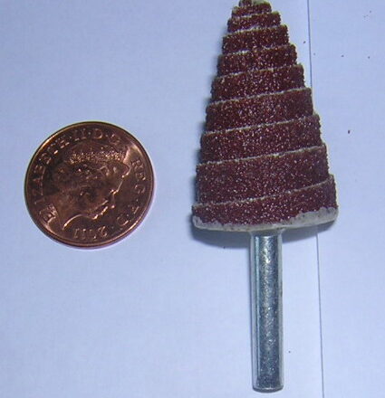 25 x 40mm CONICAL SPIRAL MOUNTED SANDING CONE FOR DRILL