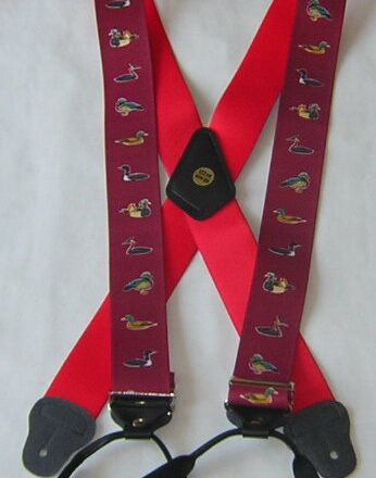 MENS BUTTON BRACES RED DUCKS DESIGN