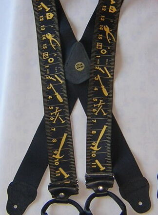 MENS BUTTON BRACES BLACK TAPE MEASURE DESIGN
