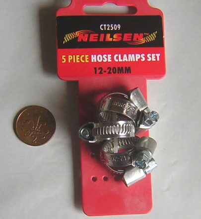 5PC 12MM TO 20MM STAINLESS HOSE CLAMPS