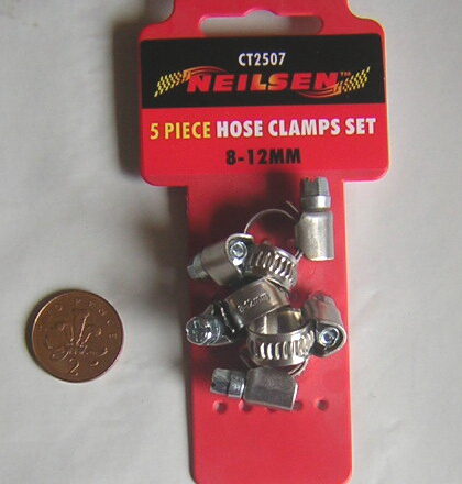 5PC 8MM - 12MM STAINLESS HOSE CLAMPS