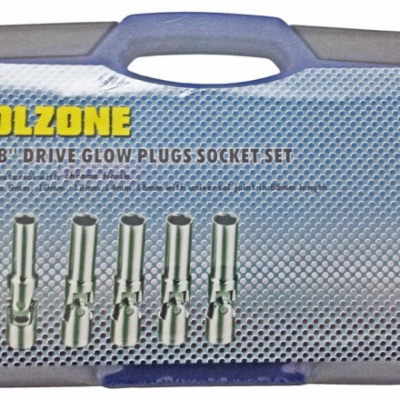 6pc 3/8" DRIVE GLOW PLUG SOCKETS WITH UNIVERSAL JOINT