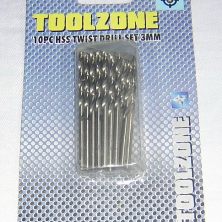 10PC 3MM MINI HSS TWIST DRILLS