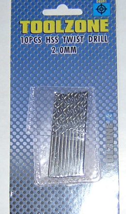 10PC 2MM MINI HSS TWIST DRILLS