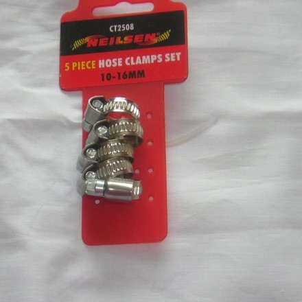 5PC 10MM TO 16MM STAINLESS HOSE CLAMPS