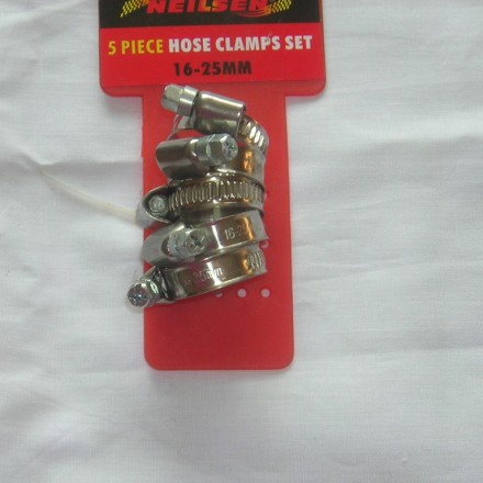 5PC 16MM TO 25MM STAINLESS HOSE CLAMPS