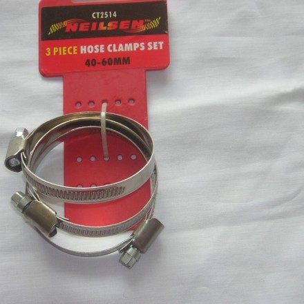 3PC 40MM TO 60MM STAINLESS HOSE CLAMPS