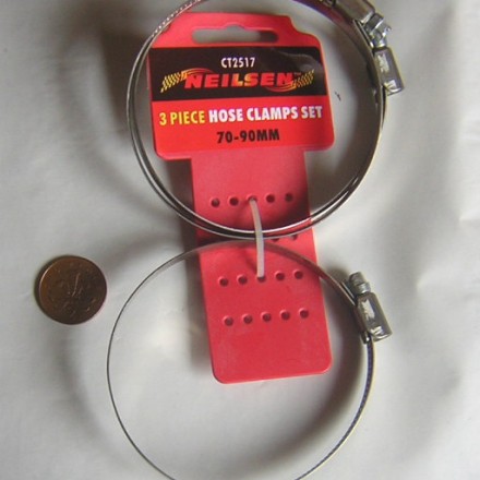 3PC 70MM TO 90MM STAINLESS HOSE CLAMPS