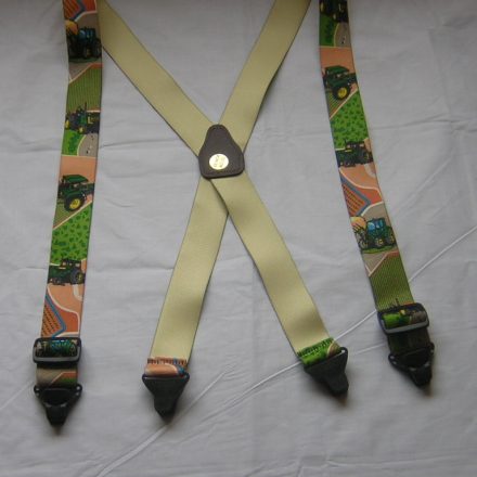 MENS BRACES GREEN TRACTOR PLASTIC CLIPS NON METALLIC