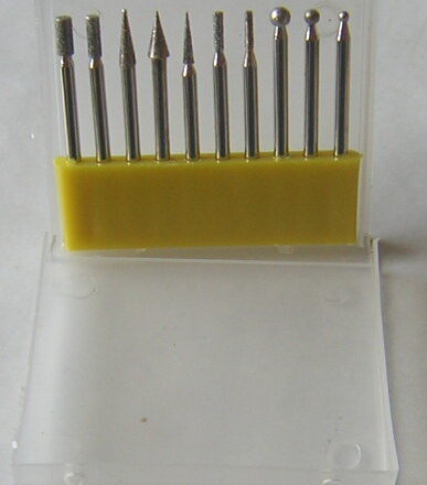 10PC MINI DIAMOND BURRS POINTS SET FIT DREMEL ROTARY