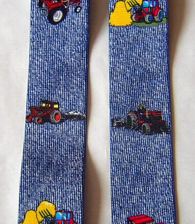 MENS BRACES RED TRACTOR ON BLUE