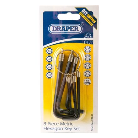 DRAPER 8PC METRIC HEXAGON ALLEN KEY SET