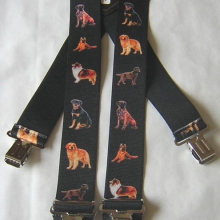 MENS BRACES BIG DOGS ON BLACK