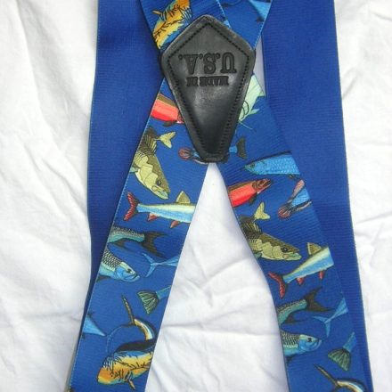 MENS BRACES MIXED FISH ON BLUE