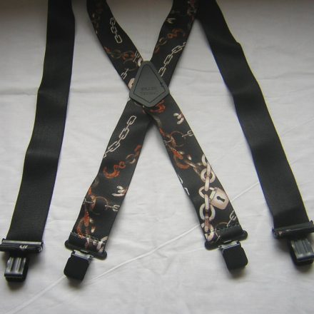 MENS BRACES PADLOCK AND CHAIN ON BLACK