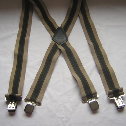 MENS BRACES CREAM BROWN 3 STRIPES