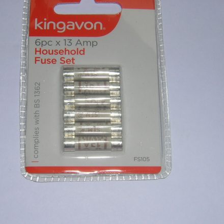 6PC. 13 AMP HOUSEHOLD ELECTRICAL FUSES