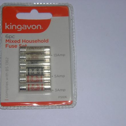 6PC MIXED HOUSEHOLD ELECTRICAL FUSES