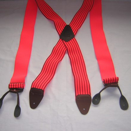 MENS BUTTON BRACES ORANGE BLACK STRIPE