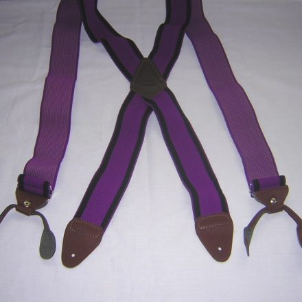 MENS BUTTON BRACES PURPLE BLACK STRIPE