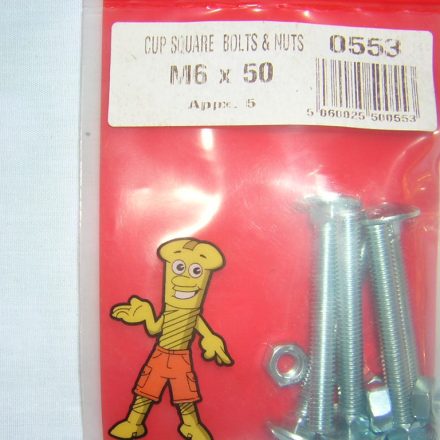 CUP SQUARE BOLTS AND NUTS M6 X 50 APPX 5