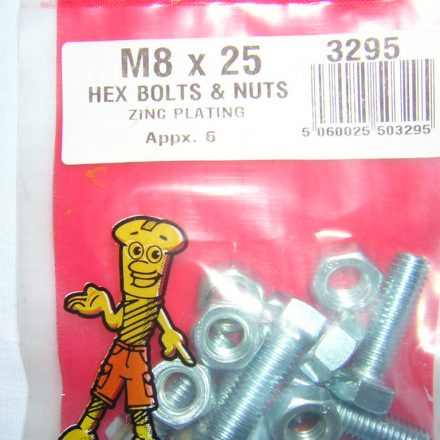 HEX BOLTS AND NUTS M8 X 25 APPX 6