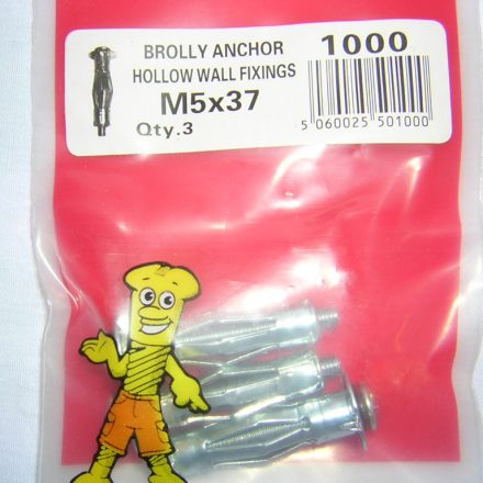 BROLLY ANCHOR HOLLOW WALL FIXINGS M5 X 37 QTY 3