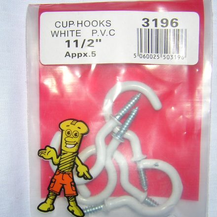 CUP HOOKS WHITE 1 1/2" APPROX 5