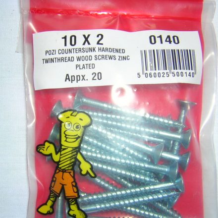 screws pozi countersunk hardened 10 x 2 APPROX