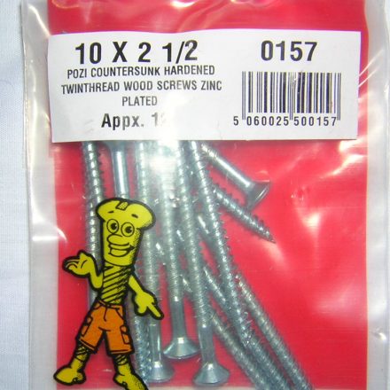 SCREWS POZI COUNTERSINK 10 X 2 1/2 APPX 12