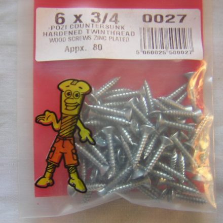 SCREWS POZI COUNTERSUNK 6 X 3/4" APROX 80