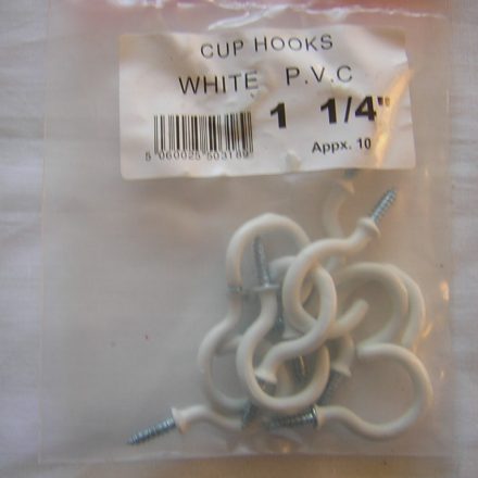 CUP HOOKS WHITE 1 1/4" APPROX 10