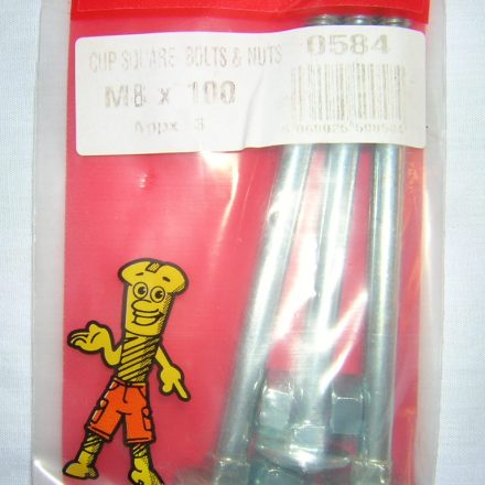CUP SQUARE BOLTS AND NUTS M8 X 100 APPX 3