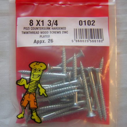 SCREWS POZI COUNTERSUNK 8 X 1 3/4" APPROX 26