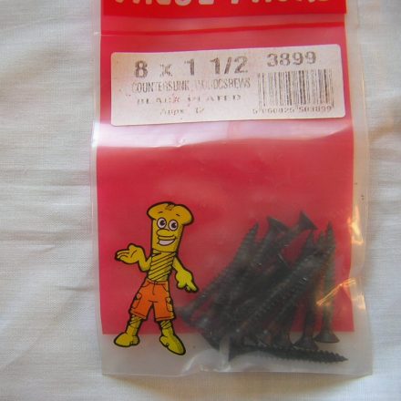 SCREWS WOOD COUNTERSINK BLACK 8 X 1 AND A HALF APPROX 12