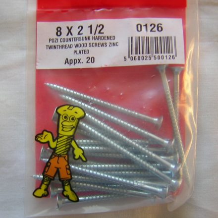 SCREWS POZI COUNTERSUNK 8 X 2 1/2" APPROX 20