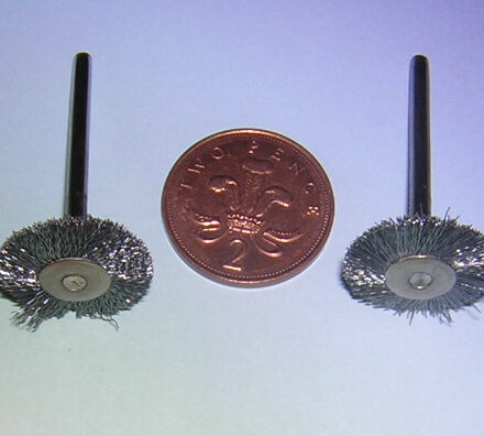 2PC.MINI WIRE WHEEL ON SHANK FIT DREMEL ROTARY TOOL
