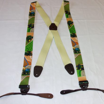 MENS GREEN TRACTOR BUTTON BRACES 1 1/2" WIDE 48" LONG