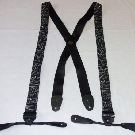 MENS NUTS AND BOLTS BUTTON BRACES 1 1/2" WIDE 48" LONG