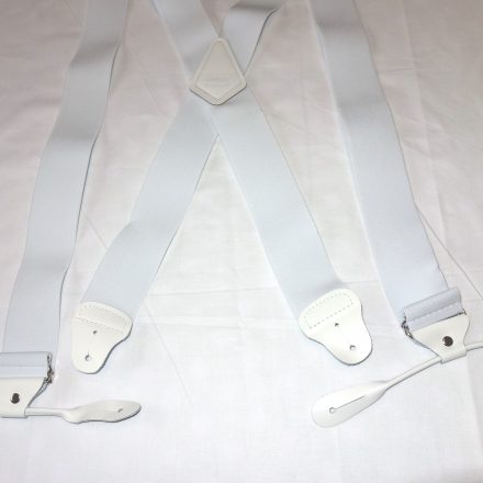 MENS PLAIN WHITE BUTTON BRACES 2" WIDE 54" XXL LONG