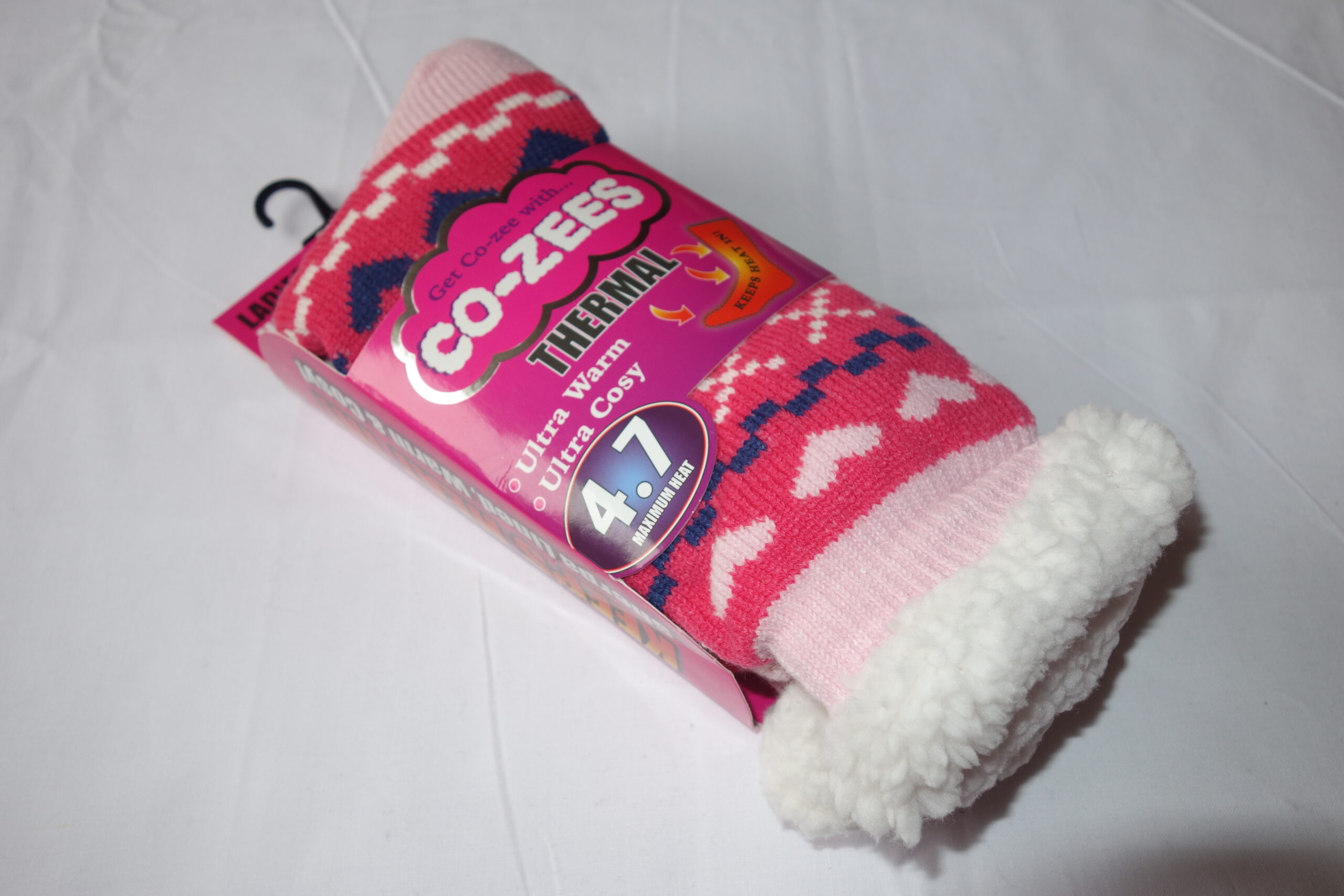 LADIES 4.7 TOG CO-ZEE THERMAL SHERPA FLEECE SOCKS SIZE 4 - 7 DESIGN A
