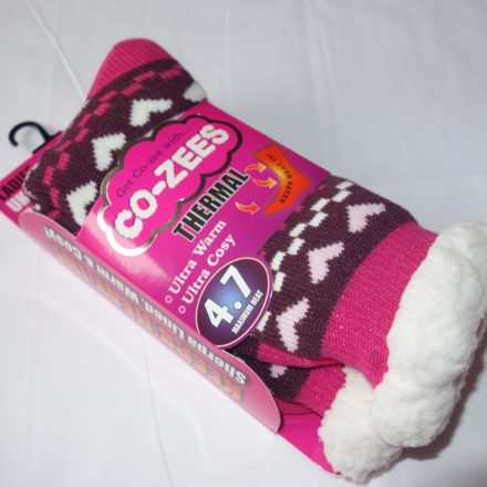 LADIES 4.7 TOG CO-ZEE THERMAL SHERPA FLEECE SOCKS 4 - 7 DESIGN B